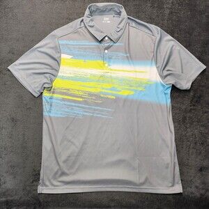 Sligo Men's Golf Polo Shirt Grey Paint Striped Short Sleeve Size 2XL
